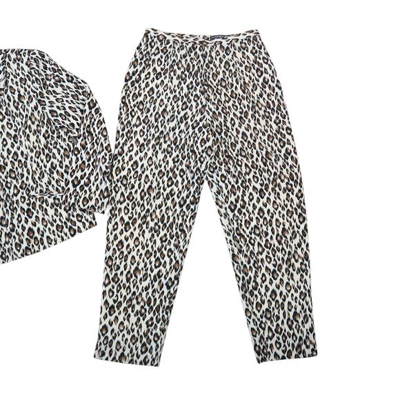 Vintage Forwear New York cream and brown leopard suit set L - Picture 4 of 8